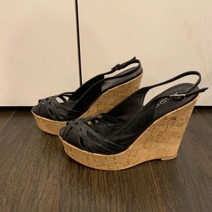 Cork heel wedge sandals